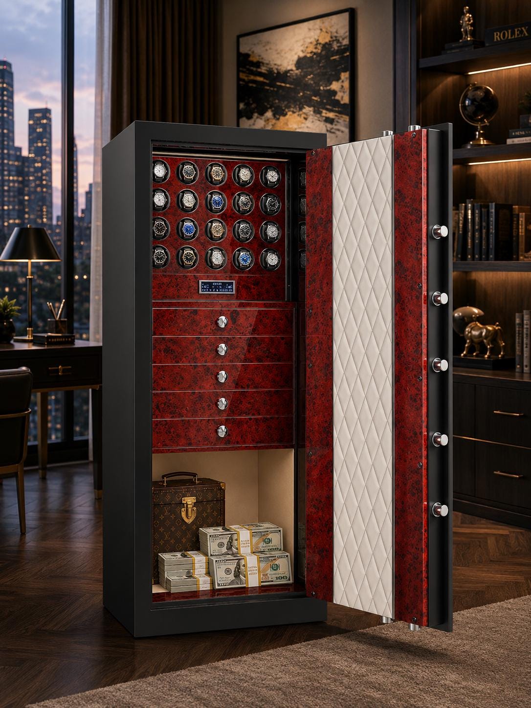 Etsy: Anti-Theft Steel Watch Winder Safe: 20-Piece with Jewelry Drawers — image 1