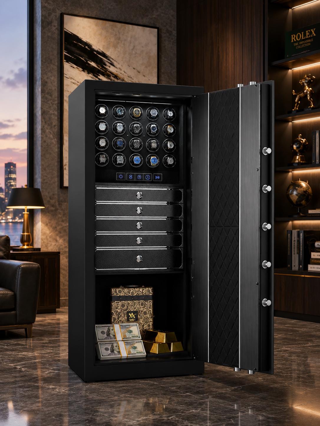 Etsy: Anti-Theft Steel Watch Winder Safe: 20-Piece with Jewelry Drawers — image 2