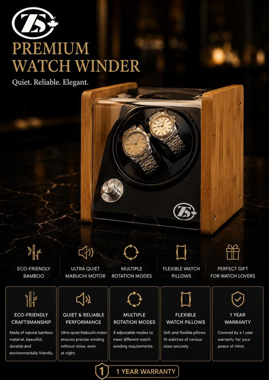 ZOSS Bamboo 2 double watch winder, view 1