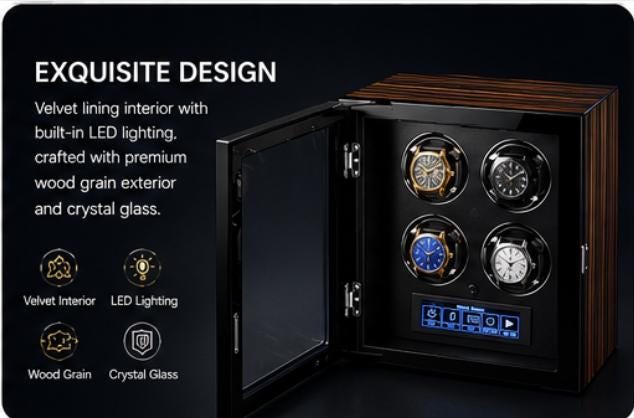 Etsy Aura series gallery — Aura four-watch cabinet design and interior