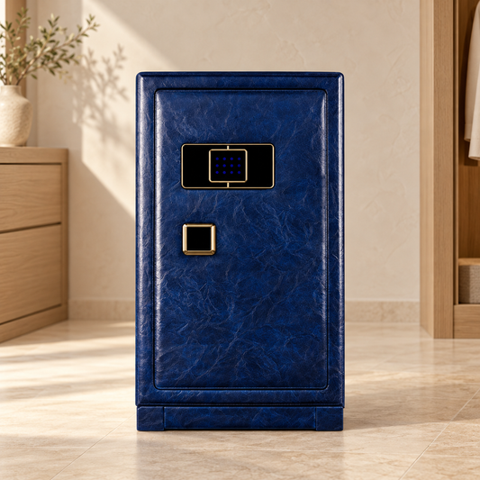 ZOSS Leather Safe 12 blue in an oak dressing room
