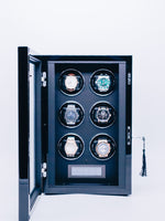 20% off Zoss Aura Series Watch Winder for 6 Automatic Watch with Quiet Japanese Motors, Wood Grain Shell, Built-in LED, LCD Touchscreen and Remote