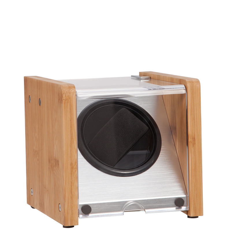 Zoss Watch Winder Made of Premium Natural Bamboo Shell for Single Watch 4 Setting Modes and Super Quiet Mabuchi Motor