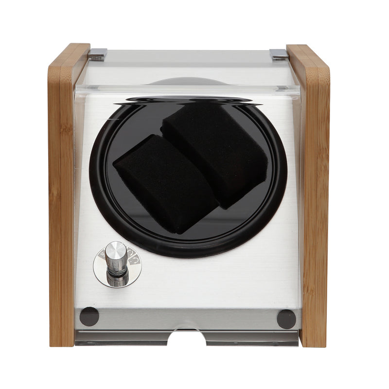 Zoss Watch Winder Made of Premium Natural Bamboo Shell for Double Watch 4 Setting Modes and Super Quiet Mabuchi Motor