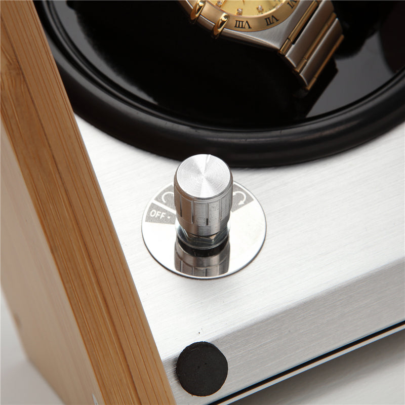 Zoss Watch Winder Made of Premium Natural Bamboo Shell for Double Watch 4 Setting Modes and Super Quiet Mabuchi Motor