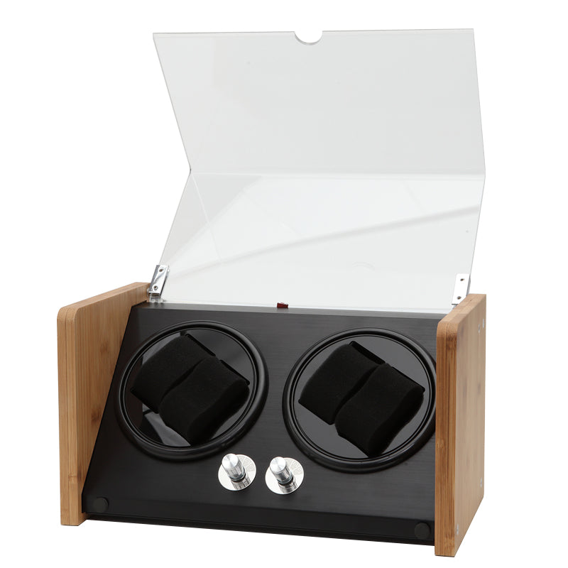 Zoss Watch Winder Made of Premium Natural Bamboo Shell for 4 Automatic Watches with High-Gloss Craftsmanship