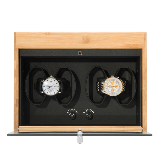 ZOSS Bamboo 4+3 watch winder with storage, view 1